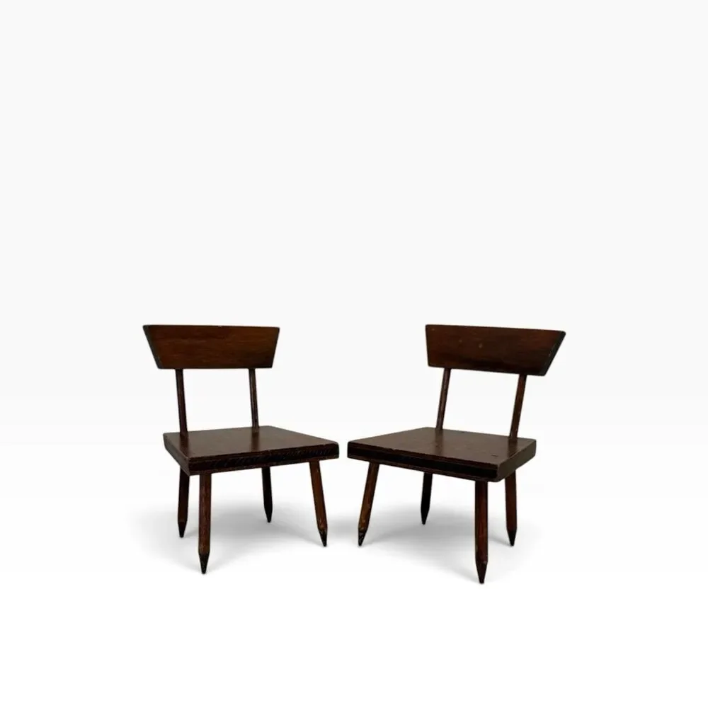 Vintage Strombecker Style Brown Wood Dollhouse Side/Dining Chair